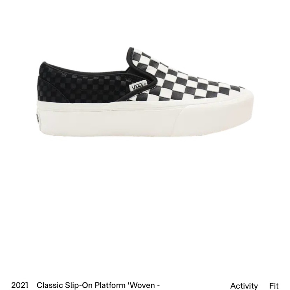 Vans Black and White Woven Leather Checkered Platform Sneakers. Used.